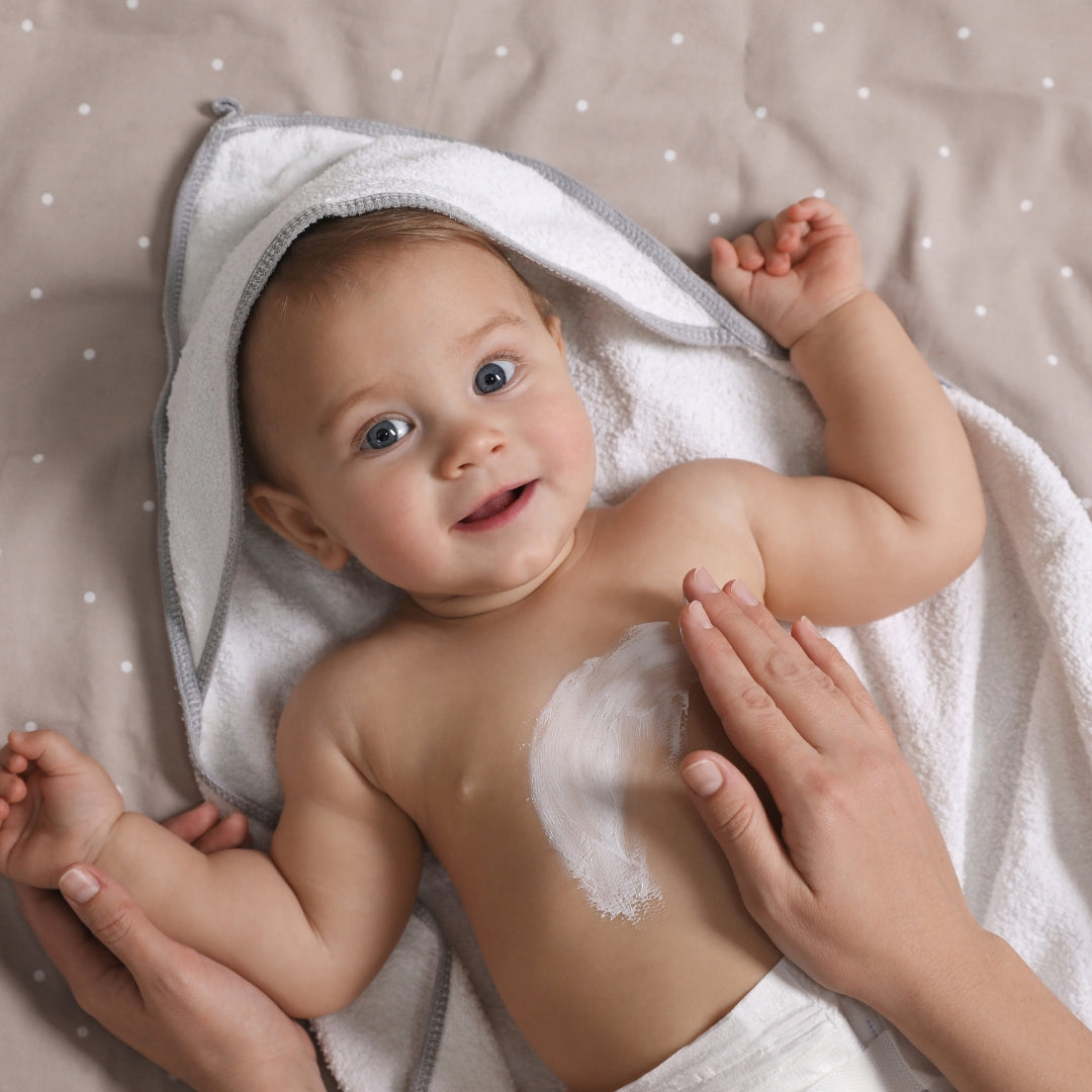 baby with cream
