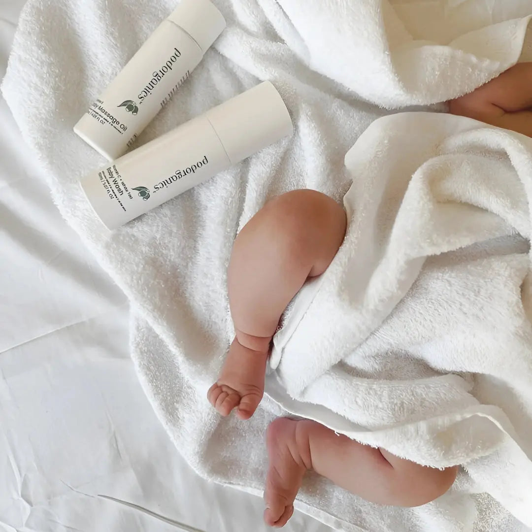 Organic ingredients like White Tea and Vitamin C featured in Pod Organics Baby Wash