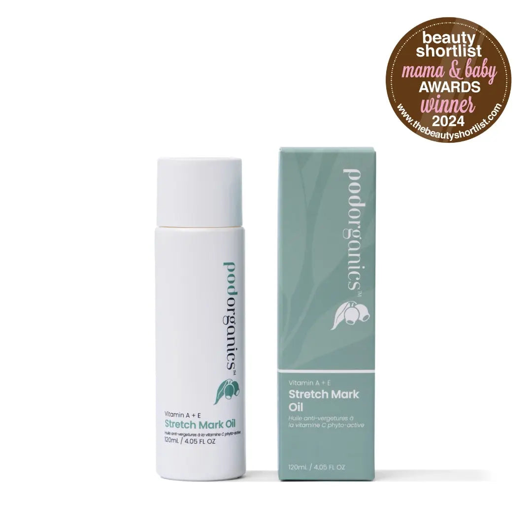 Pod Organics Stretch Mark Oil with nourishing ingredients for pregnancy skin